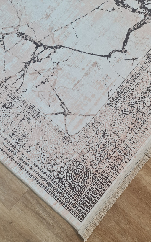 فرشینه مدرن طرح سنگ مرمر (ماربل) کرم و کالباسی ،کد M 250