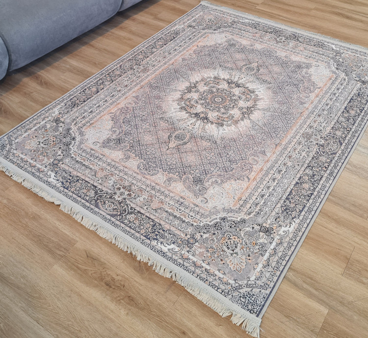 فرشینه سنتی کلاسیک طرح ترنج طوسی کالباسی،کد U 35