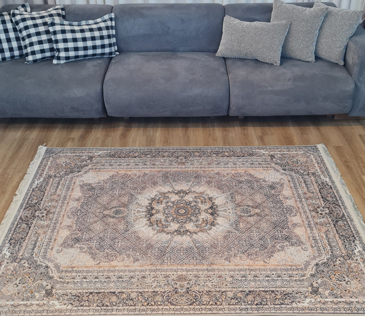 فرشینه سنتی کلاسیک طرح ترنج طوسی کالباسی،کد U 35