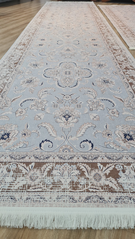 فرش راهرویی آبی آسمانی طرح پتینه، کد U 528(پس کرایه)