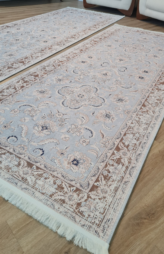 فرش راهرویی آبی آسمانی طرح پتینه، کد U 528(پس کرایه)