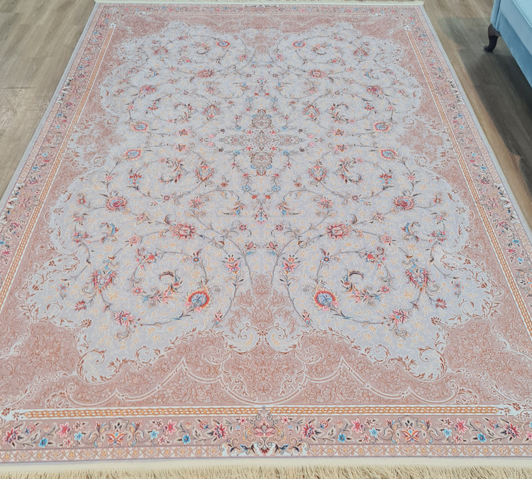 فرشینه طرح افشان زمینه کرم روشن و بژ با حاشیه گلبهی، کد L 429