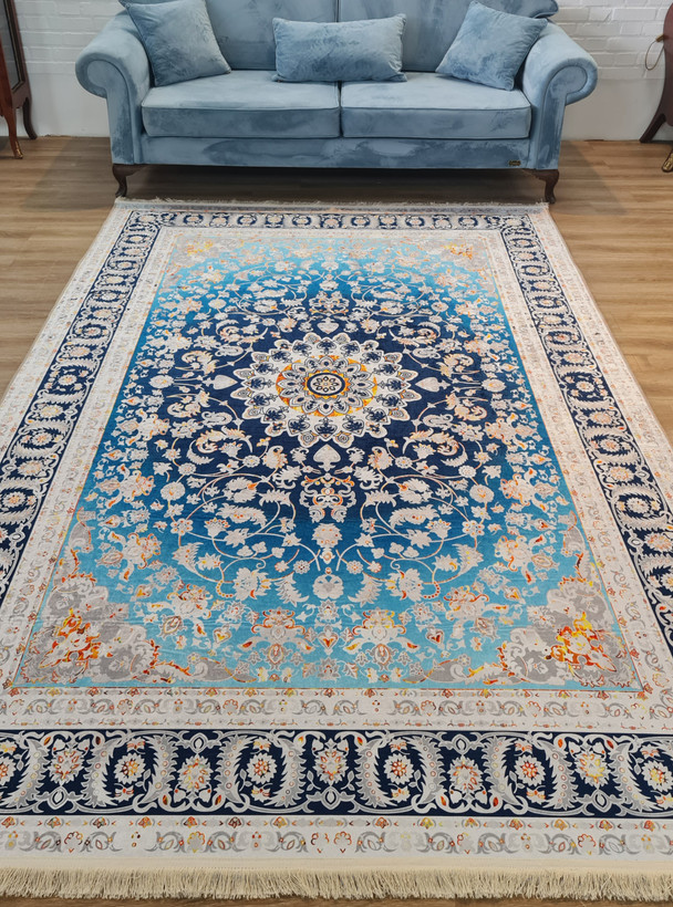 ست فرشینه آبی رویال با طرح ترنج خورشیدی کد U 485(پس کرایه)