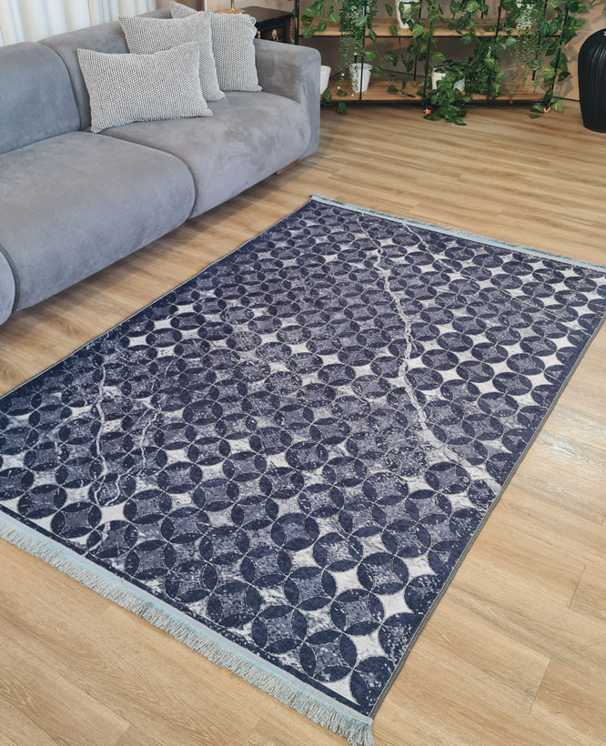 فرشینه مدرن طرح هندسی سرمه ای کد L 683