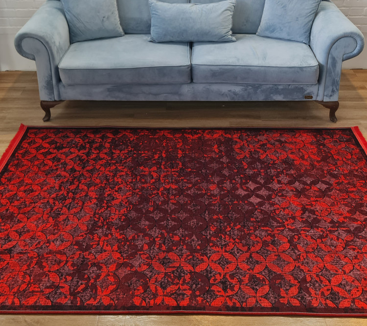 فرشینه مدرن طرح هندسی قرمز زرشکی کد L 682