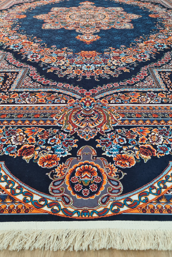 فرشینه طرح کلاسیک شاهکار سرمه ای کد U 584