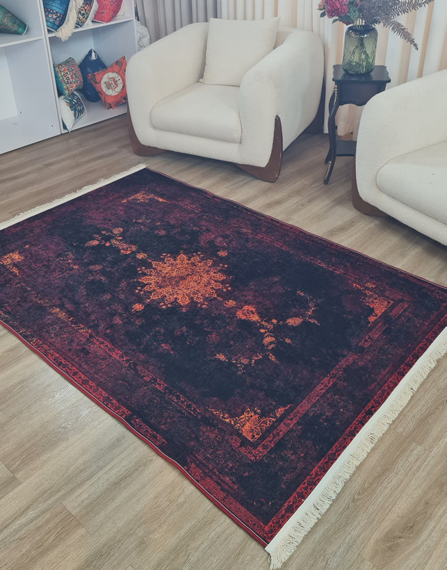 فرشینه وینتیج لاکی و زرشکی کد L 703