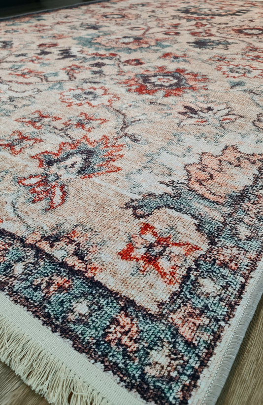 فرشینه وینتیج طرح افشان کرم مرجانی کد M 120