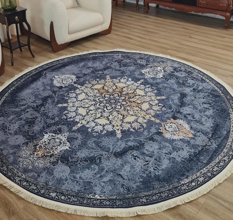 فرشینه گرد طرح کلاسیک فیلی و سرمهای کد D 268