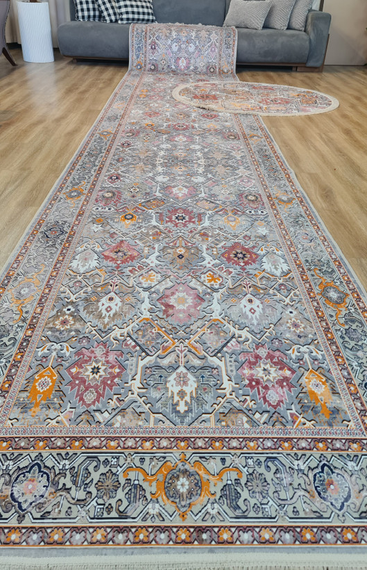 فرشینه کناره سنتی با زمینه رنگ طوسی کد L 258