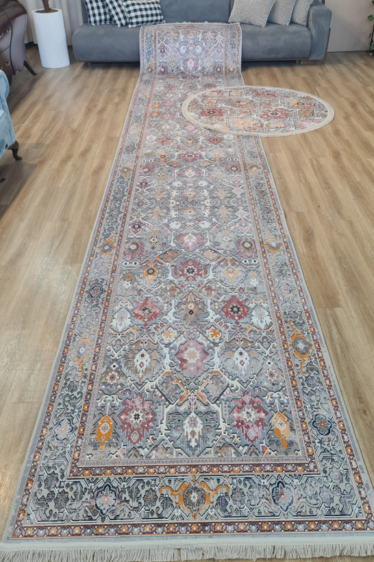 فرشینه کناره سنتی با زمینه رنگ طوسی کد L 258