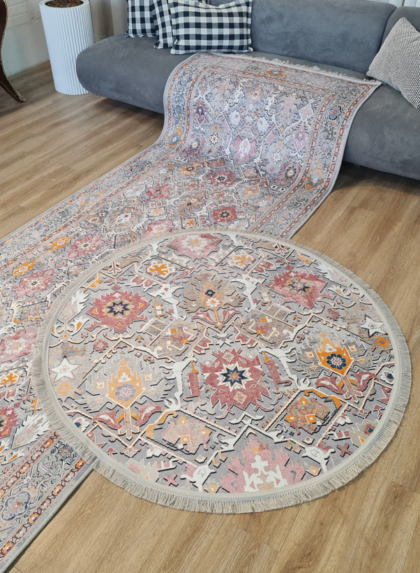 فرشینه کناره سنتی با زمینه رنگ طوسی کد L 258
