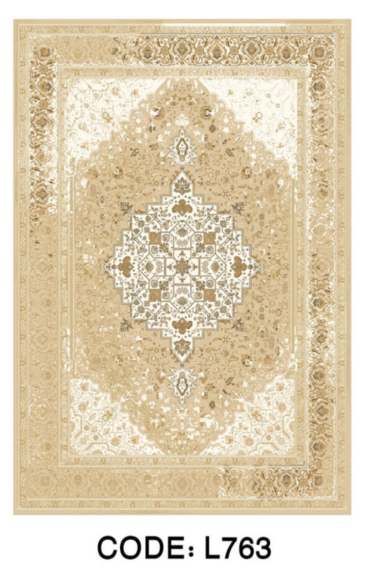 فرشینه پله و پاگرد طرح کلاسیک رنگ کرم طلایی،کد L 763