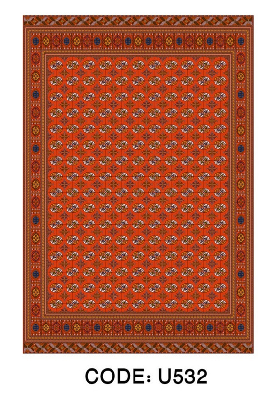 فرش پله و پاگرد طرح سنتی رنگ نارنجی آجری،کد U 532