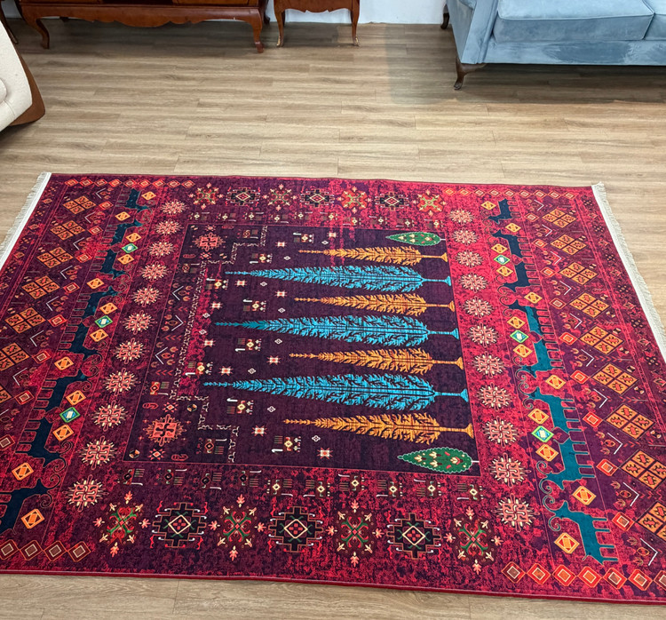 فرشینه طرح گبه عشایری با نقش درختان سرو کد L 293