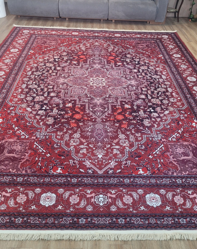 فرشینه طرح سنتی لاکی و زرشکی کد L 2581