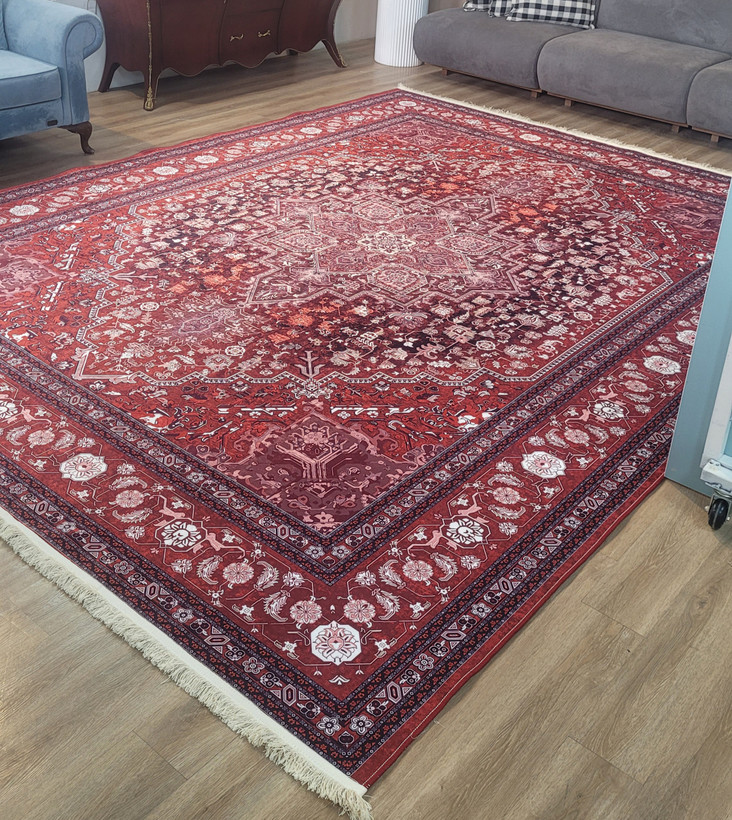 فرشینه طرح سنتی لاکی و زرشکی کد L 2581