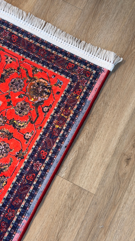 فرشینه سنتی طرح لچک ترنج رنگ قرمز آبی کد L 2565